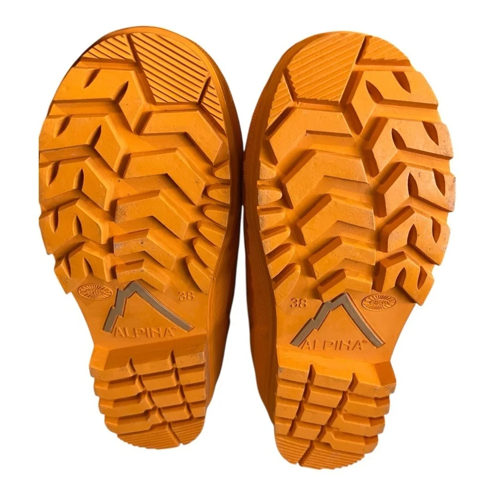 Superga Alpina Rubber Duck Boots Nubuck Leather NIB Orange EU 38 US 7.5